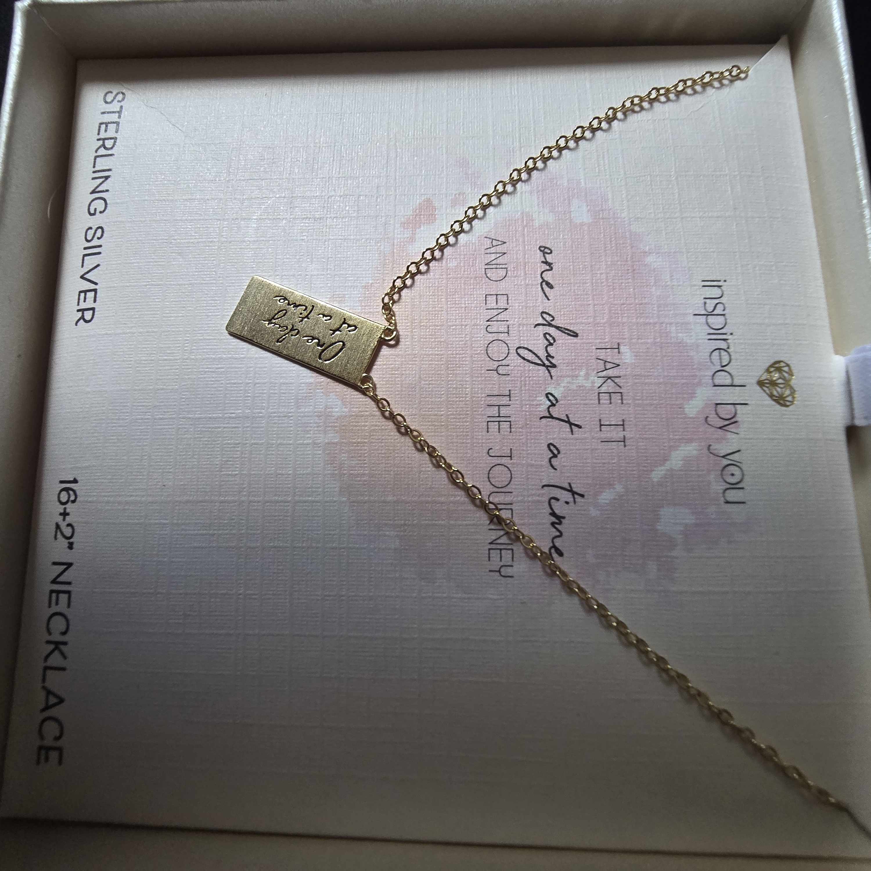 Gold Rectangular Bar Necklace - Gold Tone
